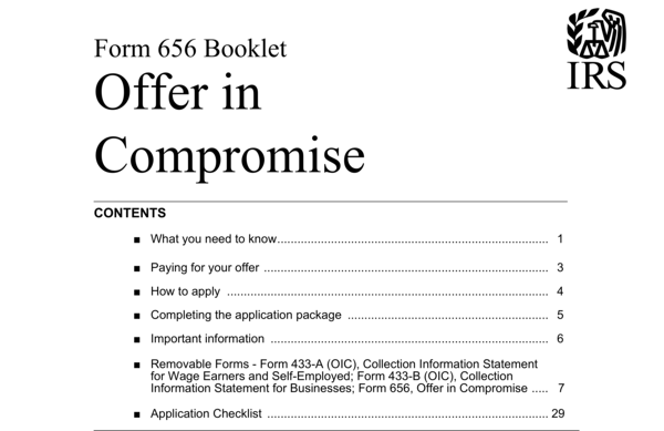 Form 656 - offer in compromise