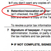 Retention or Revocation of form 8821